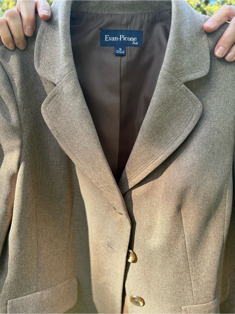 Evan-Picone Women's Tailored Light Brown Blazer Dress Suite